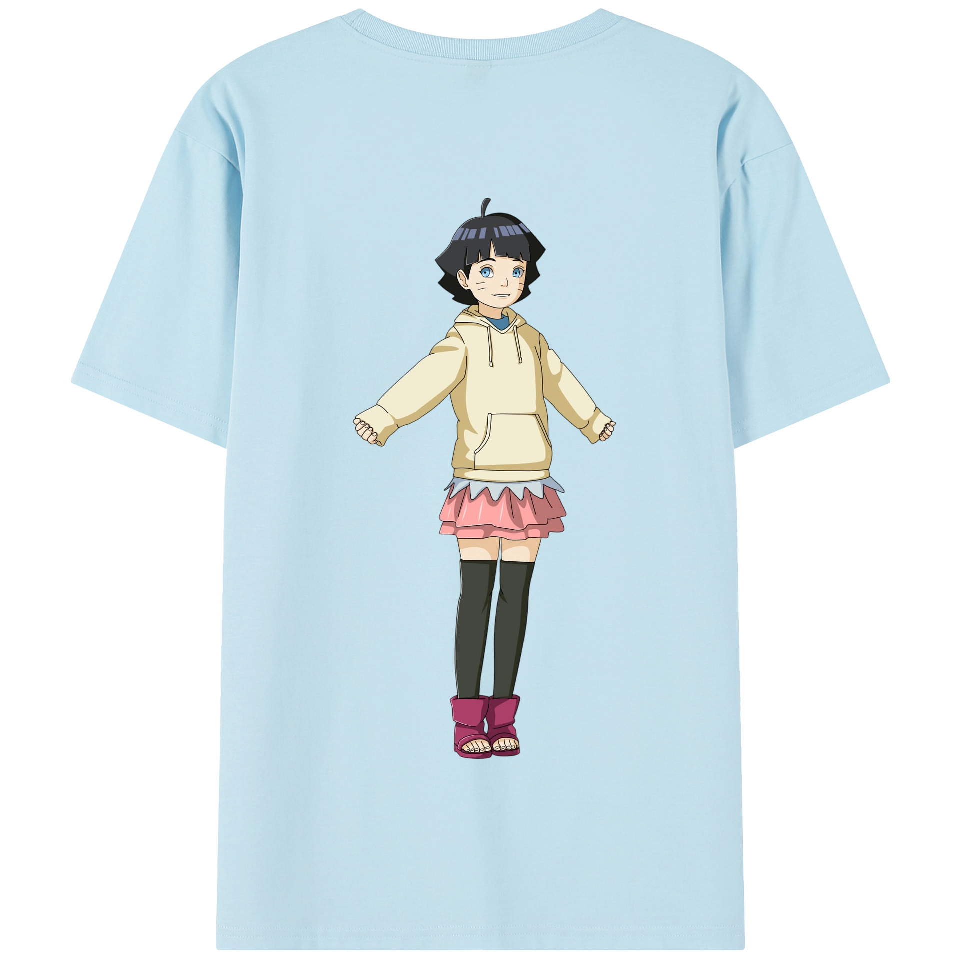 （画像用） NARUTO -ナルト- うずまき ヒマワリ Uzumaki Himawari 綿100％半袖Tシャツ（背面プリント）